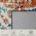 Lahome Boho Rugs for Living Room 8x10,Washable Orange Bedroom Area Rug Soft Low Pile Dining Room Rugs for Under Table,Vintage Thin Non Slip Printed Nursery Area Rug for Playroom Office(8x10ft Orange)