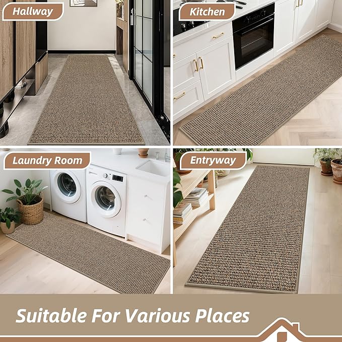 BEQHAUSE Hallway Runner Rugs 2x6, Hallway Rug Non-Slip Washable(Rolled-Up NO Creases), Runner Rug Absorbent Stain Resistant Hall Rug Carpet Runner, Entryway Rugs Floor Mat Laundry Room Rugs, Taupe