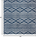 SAFAVIEH Tulum Collection Area Rug - 5' Square, Navy & Ivory, Moroccan Boho Tribal Design, Non-Shedding & Easy to Clean, Ideal for Living Room, Bedroom, Dining Space (TUL272N)