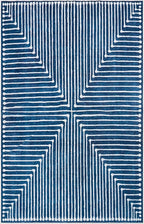 GLN Rugs Contemporary Collection - Machine Washable Area Rug, Contemporary Washable, Non Slip, Low Pile Chenille Rug, Living Room, Bedroom, Kitchen Rug (8' x 10' Lines Blue)