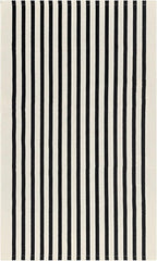 KOZYFLY 3'x5' Cotton Area Rug, Black and Beige Striped Outdoor Rug, Hand-Woven, Machine Washable, Perfect for Front Door, Kitchen, Living Room