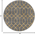 Unique Loom Glam Collection Area Rug - Trellis (3' 3" Round, Gray Gold/ Gold)