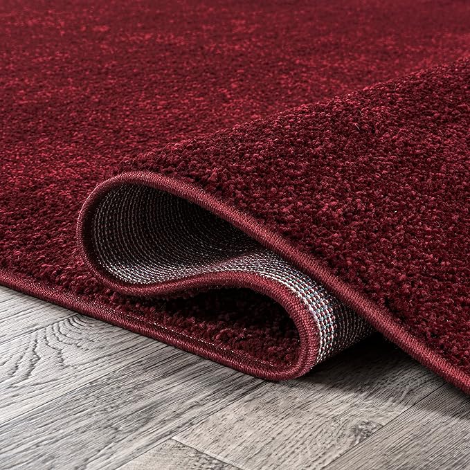 JONATHAN Y Haze Solid Low-Pile Dark Red Indoor Area Rug 6x9, Coastal,Bohemian,Minimalist,Classic, Easy-Cleaning for Living Room,Bedroom,Kitchen,Pet Friendly,Non-Shedding (SEU100Q-6)