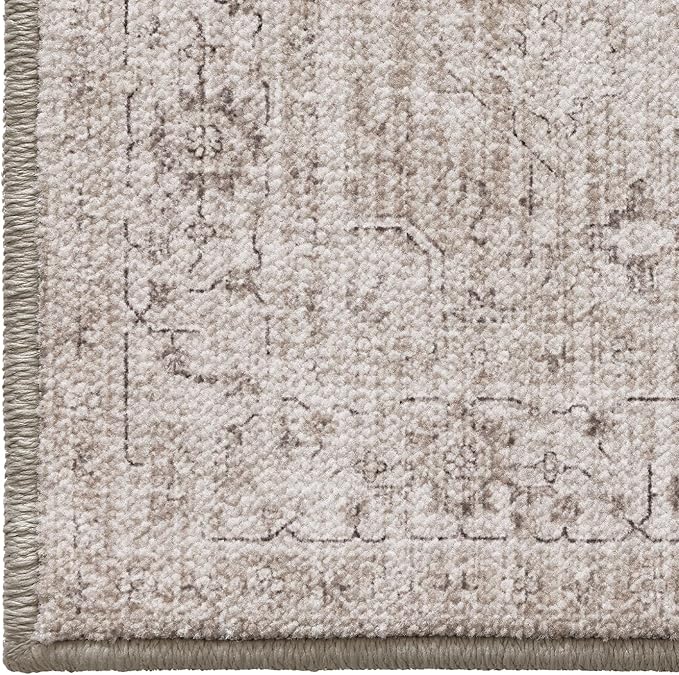 LUMI 4x6 Washable Low-Pile Area Rug for Living Room, Ultra Soft Vintage Rugs with TPE Non Slip Backing, Stain Resistant, Low Profile Carpet High Traffic for Bedroom, Dining Room