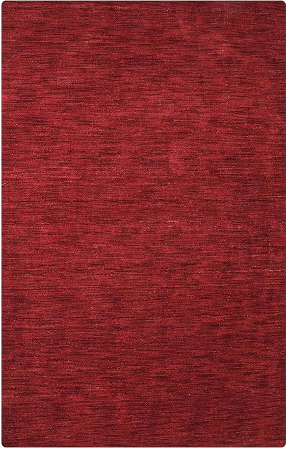 Rugsotic Carpets Hand Knotted Loom Wool ECO-Friendly Area Rugs - 8'x10', Rectangle, Red Color, Solid Plain Design, High Pile Thick Handmade Anti Skid Area Rugs for Living Room, Bed Room (L00111)