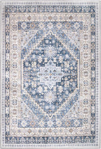 zesthome 7x9 Area Rug, Super Soft Washable Rugs for Living Room, Non-Slip Stain Resistant Vintage Rugs, Ultra-Thin Large Area Rugs (Blue/Beige,7'x9')