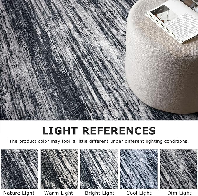 2x8 Modern Abstract Runner Rug for Hallways, Black Super Soft Hallway Decor Kitchen Rugs with Non-Slip, Non-Shedding Washable Rug for Entryway Bedroom Indoor
