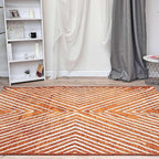 Alfa Rich 3x5 Geometric Burnt Orange Off White Washable Area Rugs for Living Room Bedroom Runner