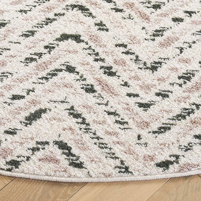 SAFAVIEH Adirondack Collection Round Rug - 6' Round, Ivory & Dark Green, Transitional Design, Stain Resistant, Ideal for High Traffic Areas in Living Room, Bedroom & Dining Room (ADR104X-6R)