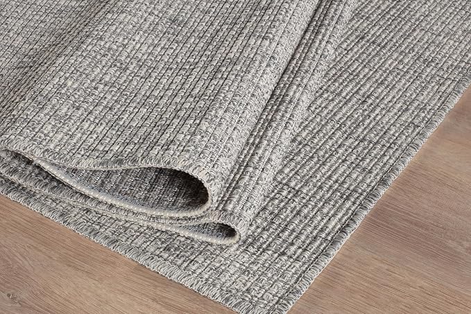 Beverly Rug Easy Jute Large Rug 9x12 Solid Washable Durable Outdoor Indoor Area Rugs for Living Dining Room Patio Office Stain Resistant Non Shedding Casual Indoor Outside Carpet 9 x 12 Gray