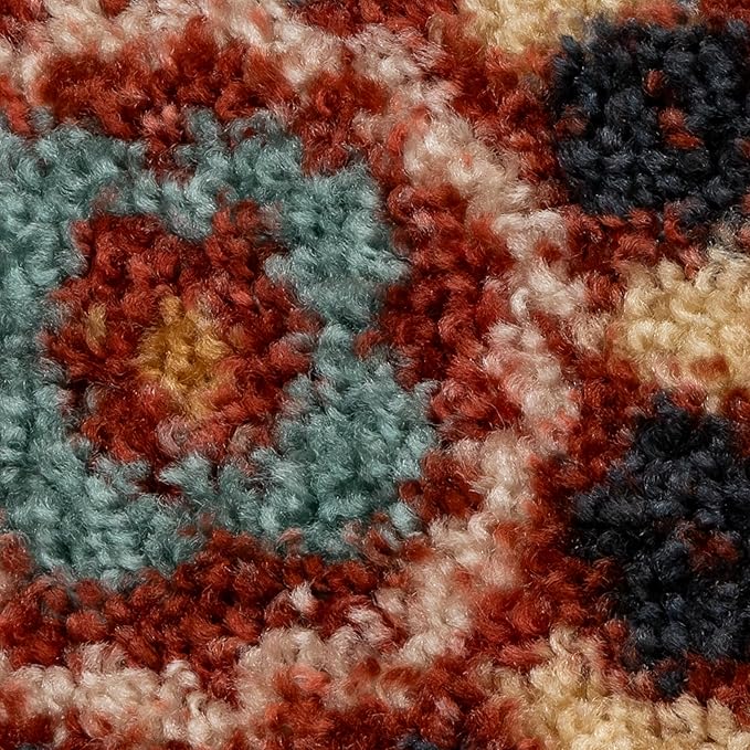 Maples Rugs Reggie Floral Runner Rug - Made in USA - Washable, Non Slip Indoor Carpet for Kitchen, Hallway, and Laundry Room, 2' x 7', Merlot
