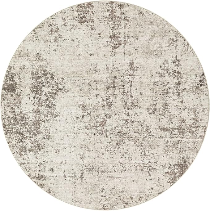 6ft Round Area Rug Living Room Rugs - 6x6 Washable Neutral Modern Abstract Soft Thin Rug Indoor Floor No Slip Rug Carpet for Bedroom Under Dining Table Home Office Decor - Dark Brown