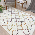 Alfa Rich 3x5 Moroccan White Washable Area Rugs for Living Room Bedroom Kitchen Decor Cotton Runner