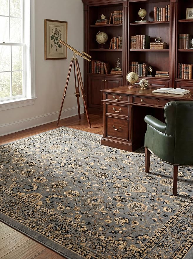 Rugs.com Yasmin Collection Rug – 8' x 10' Gray Medium Rug Perfect for Living Rooms, Large Dining Rooms, Open Floorplans