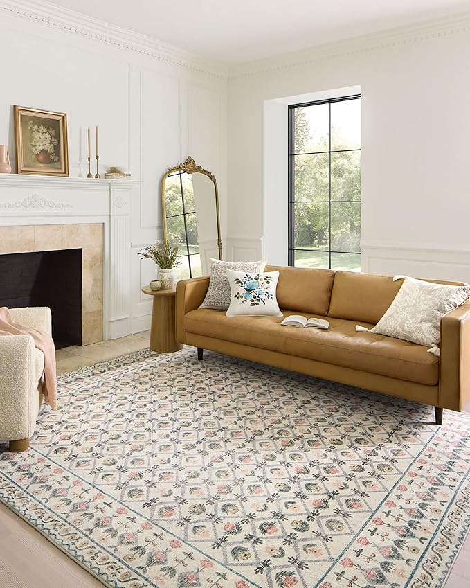 Loloi Rifle Paper Co. Eden Collection EDE-03 Lattice Ivory 2'-0" x 5'-0" Accent Rug feat. CloudPile™