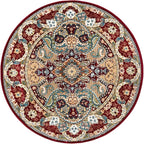 Unique Loom Narenj Collection Area Rug - Glasgow (5' 3" Round Burgundy/Blue)