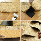 2x6 Flatweave Runner – Oval Kilim Jute Rug, 0.27" Thick, Solid Red Beige, Hand Braided Natural Jute, Handmade Boho Style for Indoor Outdoor Kitchen, Entryway