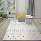 Alfa Rich 4x6 Gold Gray Off White Washable Area Rugs for Living Room Bedroom Kitchen Decor Cotton