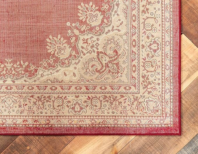 Unique Loom Reza Collection Traditional Persian Style Area Rug, 2 ft 2 in x 3 ft, Burgundy/Ivory