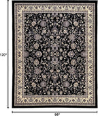 Rugs.com Yasmin Collection Rug – 8' x 10' Black Medium Rug Perfect for Living Rooms, Large Dining Rooms, Open Floorplans