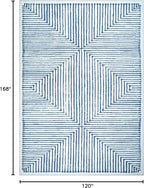 Bloom Rugs Washable Non-Slip 10x14 Rug - Blue/Ivory Striped Area Rug for Living Room, Bedroom, Dining Room, and Kitchen - Exact Size: 10' x 14'