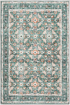 WITSHOCK Washable 2x3 Entryway Area Rug: Soft Non-Slip Backing Washable Rugs Vintage Flower Boho Accent Small Rugs for Bedroom, Kitchen, Bathroom, Nursery Entrance,Teal Blue