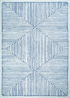 Bloom Rugs Washable Non-Slip 8' x 10' Rug - Blue/Ivory Striped Area Rug for Living Room, Bedroom, Dining Room, and Kitchen - Exact Size: 8' x 10'