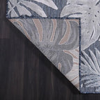 CAMILSON Indoor Outdoor Rug Navy Blue 5x7 Leaf Tropical Botanical Area Rugs for Indoor and Outdoor patios, Easy-Cleaning Non-Shedding Living Room Garden and Kitchen Washable Outside Carpet (5 x 7)