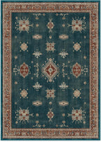 RUGGABLE Washable Vintage Area Rug – Verena Teal Blue 10x14, Stain-Resistant, Non-Slip – Large Machine Washable Rugs for Living Room, Bedroom, Hallway, Entryway & Office–with Cushioned Pad