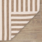Home Conservatory Ladder Stripe Natural/Ivory Handwoven Wool 8 X 10 Feet, Ivory/Multicolored Stripe Pattern