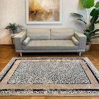 Alfa Rich 7x10 Leopard Beige Black Washable Area Rugs for Living Room Bedroom Reversible Cotton Rug