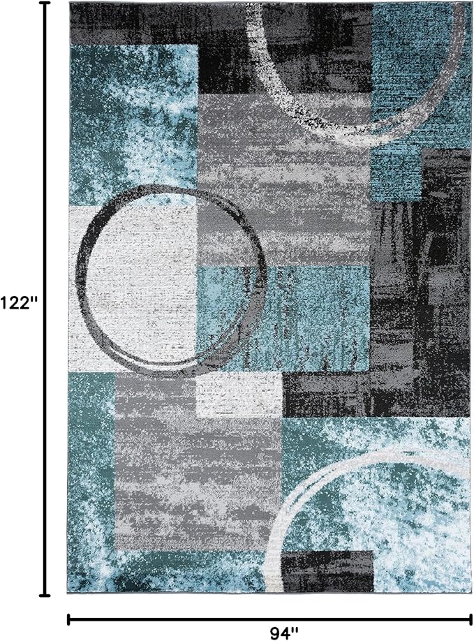 Rugshop Contemporary Circle Design Area Rug, Durable Fade-Resistant Carpet Alfombras for Bedroom, Living Room and Dining Room, Gray, 7'10" x 10'2"