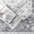 Paco Home Oriental Area Rug with Faded Vintage Look in Grey, Size: 5'3" x 7'3"