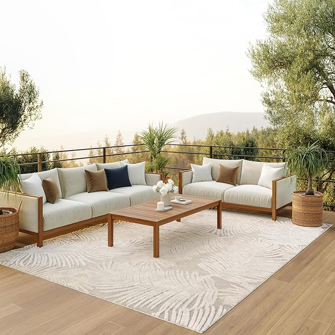 Nourison Home Suncoast Beige 7'10" x 9'10" Area Rug - Easy Clean, Non Shedding, Bed Room, Living Room, Dining Room, Kitchen (8' x 10')