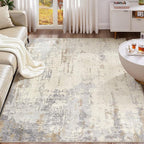 10x14 Area Rug Living Room Rugs - Washable Neutral Modern Abstract Soft Thin Rug Indoor Floor No Slip Rug Carpet for Bedroom Under Dining Table Home Office Decor - Light Brown/Gray