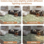 GENIMO 8x10 Area Rugs for Living Room, Machine Washable Rug Non Slip, Low Pile Ultra-Thin Lightweight Large Carpet, Abstract Modern Rugs for Bedroom, Dining Room, Office, Nursery, Olive Green