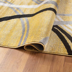 Rugshop Wavy Circles Design Runner Rug, Fade-Resistant Carpet for Hallway, Entryway, or Kitchen, Yellow, 2' x 7'2"