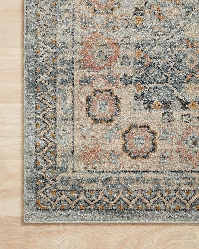 Loloi Jocelyn Collection JOC-04 Sky/Multi 5'-5" x 7'-6" .38" Thick Area Rug