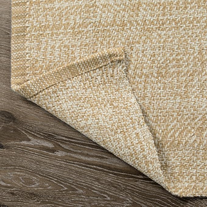 Collive Boho Living Room Rugs 5X8 ft, Washable Area Rug Woven Cotton Modern Bedroom Rugs, Tan Floor Carpet Braided Rug for Dining Room Living Room Nursery Room, Outdoor Rug for Patio Balcony Decor