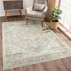Bloom Rugs Washable Non-Slip 10x14 Rug - Beige/Gray Traditional Oriental Area Rug for Living Room, Bedroom, Dining Room, and Kitchen - Exact Size: 10' x 14'