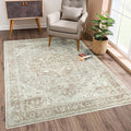 Bloom Rugs Washable Non-Slip 9' x 12' Rug - Beige/Gray Traditional Area Rug for Living Room, Bedroom, Dining Room, and Kitchen - Exact Size: 9' x 12'