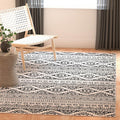 SAFAVIEH Tulum Collection Area Rug - 3' Square, Ivory & Black, Moroccan Boho Tribal Design, Non-Shedding & Easy to Clean, Ideal for Entryway, Foyer, Accent Space, Bedroom (TUL272B)