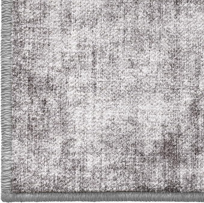 LUMI 4x6 Washable Low-Pile Area Rug for Living Room, Ultra Soft Modern Neutral Grey Rugs Non Slip with Rubber Backing, High Traffic, Stain Resistant Carpets, Ideal for Bedroom, Dining Room