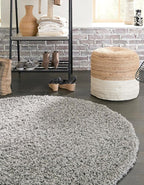 Unique Loom Solid Shag Collection Area Rug (4' 1" Round, Cloud Gray)