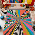 Colorful Area Rugs - Abstract Graffiti Art Rug 4x5, Hippie Aesthetic Funky High Traffic Shed Resistant Carpets Room Decor #C082