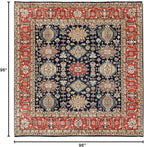 Black Vegetable Dyes Wool Soft Pile Karjihooz Design with All Over Pattern Hand Knotted Square Oriental Rug (8'x8')