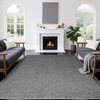 LBRO2M Easy Jute Solid Area Rug 4X6 Washable Rugs for Living Room Bedroom Natural Jute Look Indoor Outdoor Rug Durable, Solid Non Shedding Eco Friendly (4X6 Black Gray)