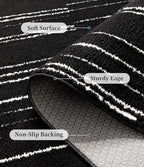 YIHOUSE 8x10 Abstract Line Area Rug, Modern Washable Stain Resistant Rugs Non Slip, Soft Indoor Large Floor Carpet for Living Room, Bedroom,Dining Room, Black and White