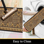 Brown Geometric Runner Rug, 3x12ft Hallway Runner Washable Rug, Corridor & Foyer High-Traffic Rugs, Indoor Durable Non-Slip Mat, Vintage Southwestern Decorative Home Carpet