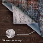 vivorug Washable Rug, Ultra Soft Area Rug 4x6, Non Slip Abstract Small Rug, Stain Resistant Rugs for Living Room Bedroom, Modern Fluffy (Gray/Rust, 4'x6')